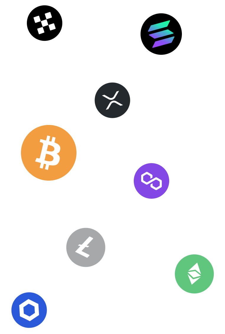Collection of popular cryptocurrency coins supported by Trezor Suite app